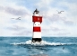 Preview: Postkarte DIN-A6  Aquarell Kunst Druck Kunstdruck Bremerhaven Leuchtturm Roter Sand - BHV2